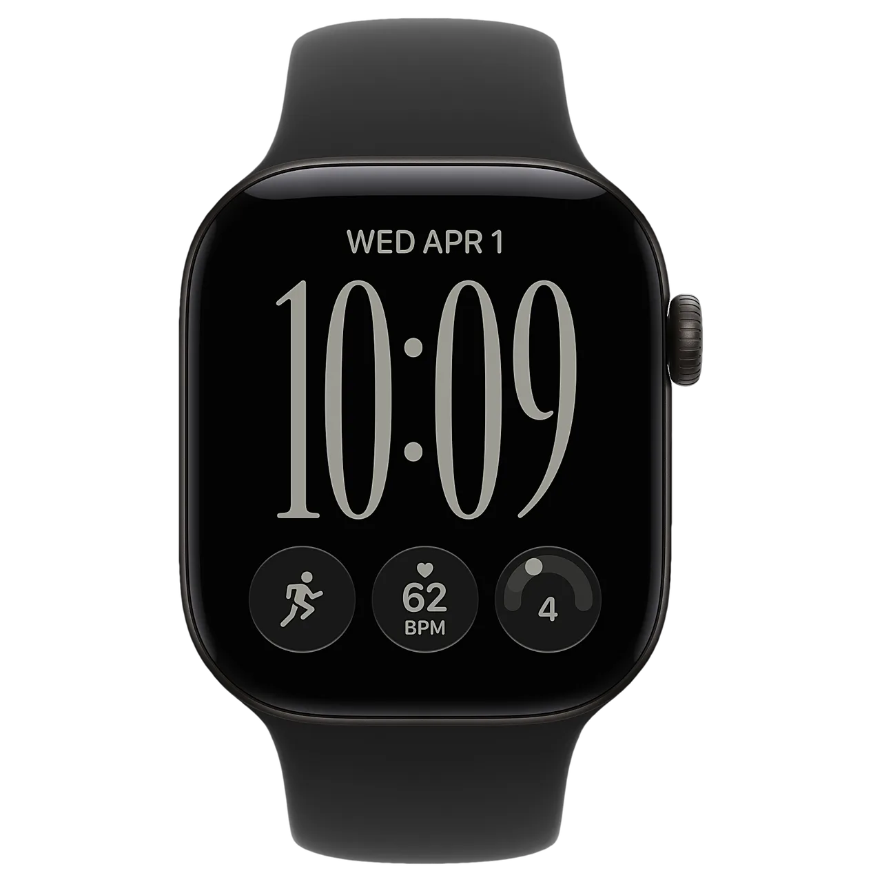 Apple Watch S12 42mm Black (SB S/M) — вид спереди