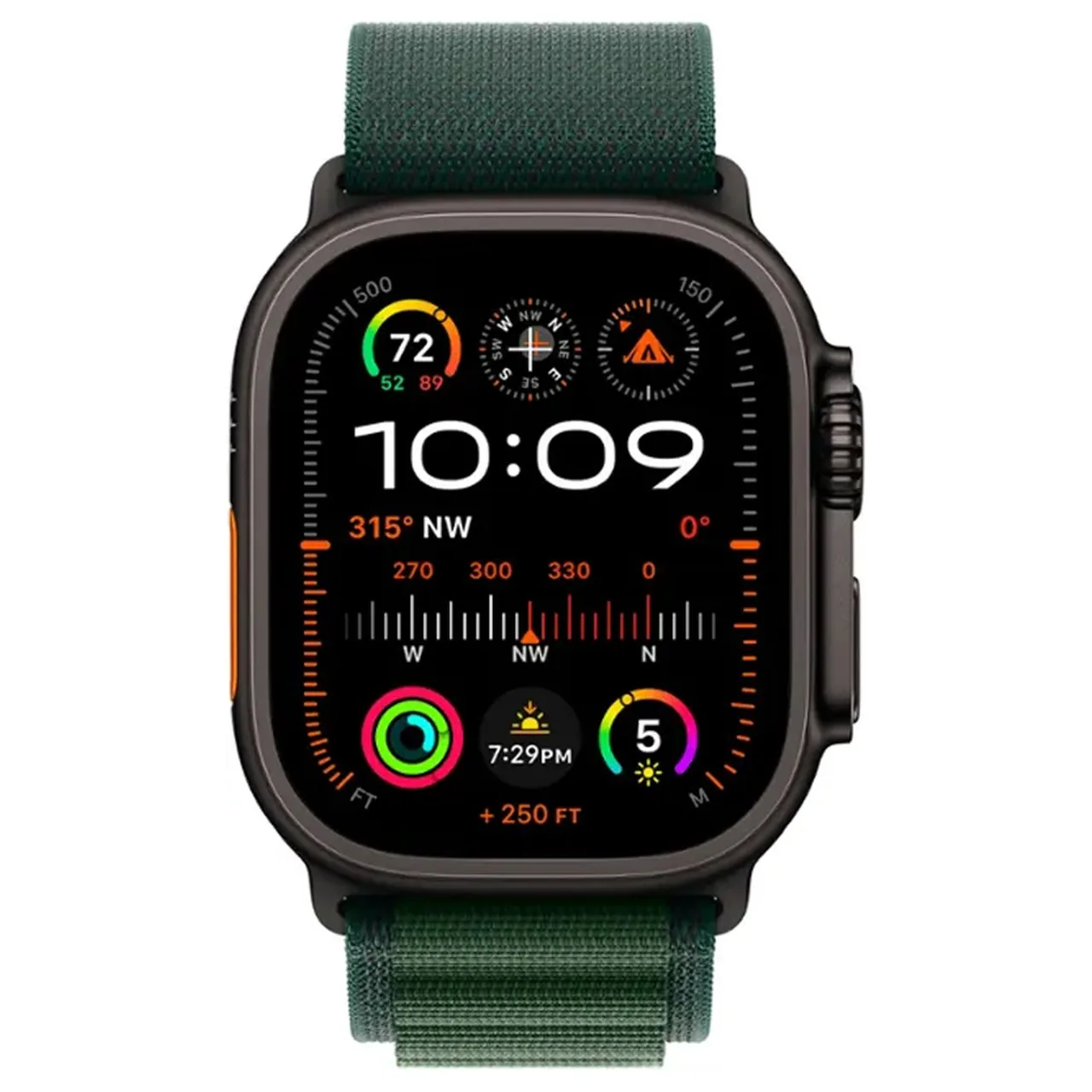 Apple Watch Ultra 2 49mm Black Ti, Alpine S — вид спереди