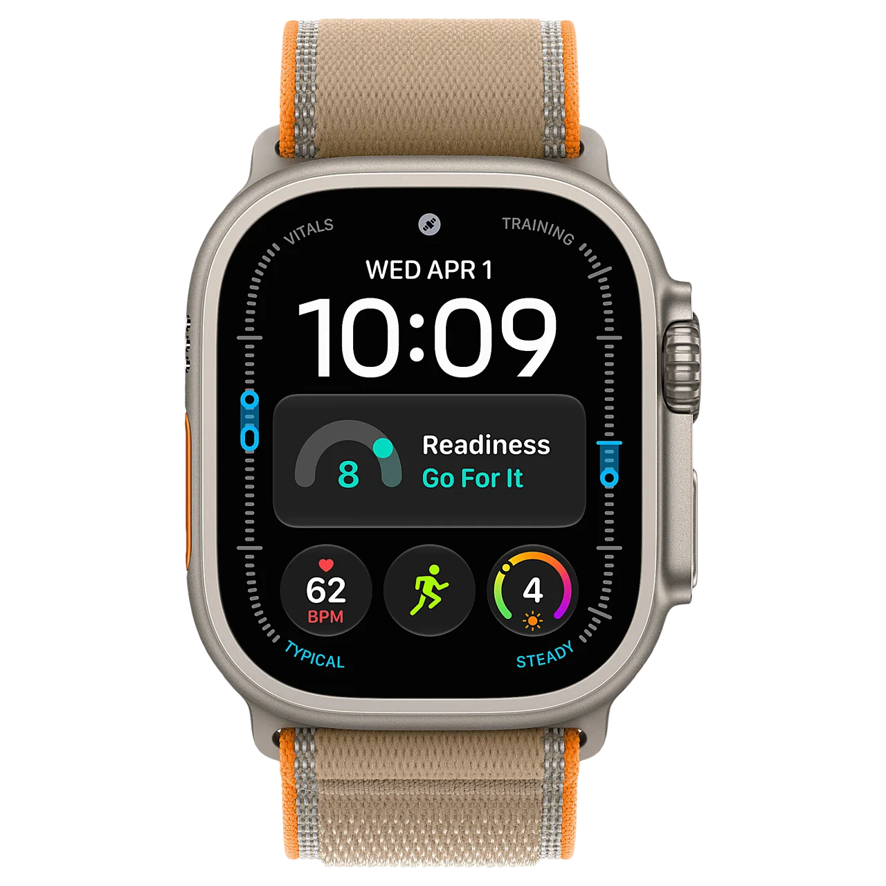 Apple Watch Ultra 4 49mm Natural (Trail Sand M/L) — вид спереди